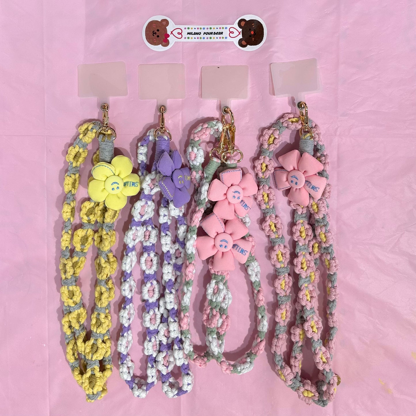 Cordino porta cellulare lungo con fiori